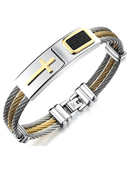Мужской браслет с кожаными вставками