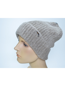 Шапка Vizio Италия 1416 бежевая кашемир с отворотом