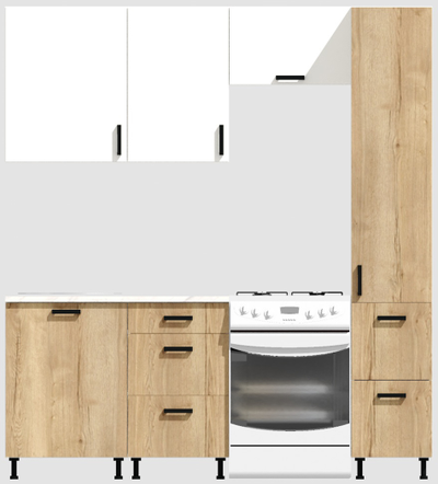 Кухня Эконом 1,5 метра с колонкой (1100х400) Цвет: Белый/Дуб Вотан