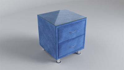 Прикроватная тумба MyCloud Тиффани, со стеклом, из мебельной ткани, два ящика