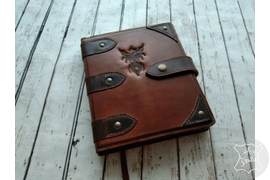 винтажный ежедневник органайзер из натуральной кожи с тиснением птицы Феникс