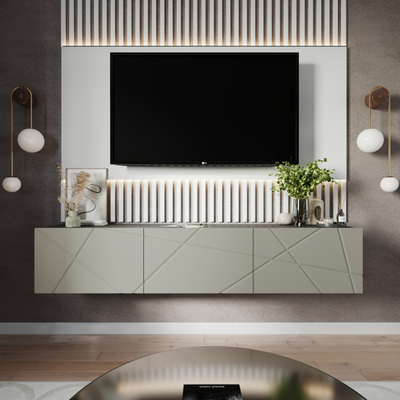 ТВМ-10 Тумба под ТВ Графит Серый/ МДФ Панакота