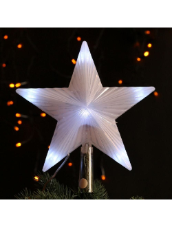 Верхушка на елку "Звезда", мигающие светодиоды, 22 см, белый