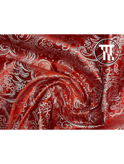 Парча, цв. Красный + Серебро