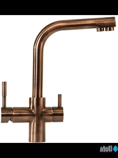 Кран комбинированный (хол/гор + питьевая) atoll NKD0212AW (состар.медь)
