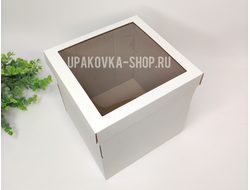 Коробка-куб с отдельной крышкой 200*200*200 мм с окном БЕЛЫЙ
