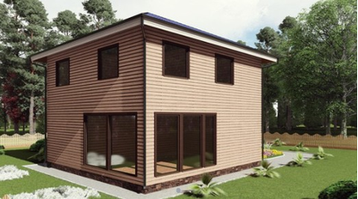 Двухэтажный каркасный дом с четырьмя спальнями 145м² (SK62)