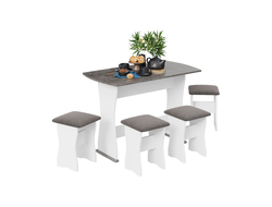 Обеденная группа тип 1 Белый/Ателье темный/Иск.замша Stone