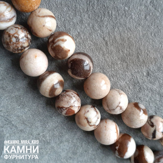 Яшма Зебровая, шары 6,5-6,8/8,4-8,8/10,2-10,4/12,4 мм, цена за нить 18 см
