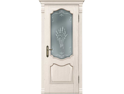 Дверь в цвете ВАНИЛЬ со стеклом "букет"