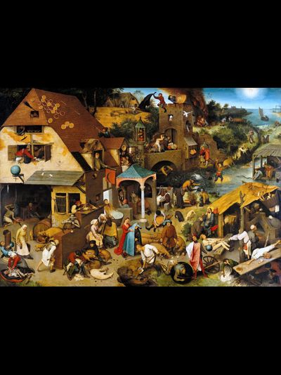 Картина обогреватель, репродукция Питера Брейгеля Фламандские пословицы