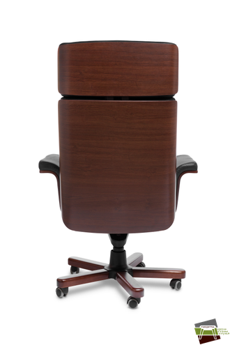 Кресло для руководителя CADIS A кожа черная/т.орех