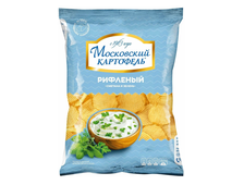 Московский картофель со вкусом Сметаны и зелени, чипсы рифленые, в упаковке 60 гр