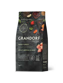 Grandorf Fresh сухой корм для собак средних и крупных пород с индейкой и бататом, 1 кг