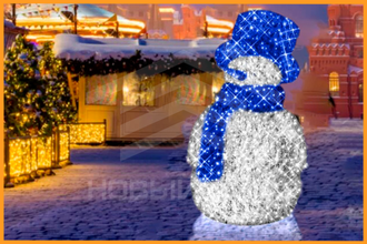 Снеговик из мишуры в шляпе, 180 см