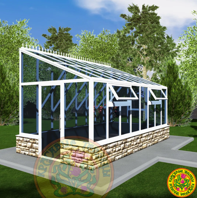 Базовая комплектация теплицы из стекла и алюминия МОНИКА размером 5000 x 2500 мм