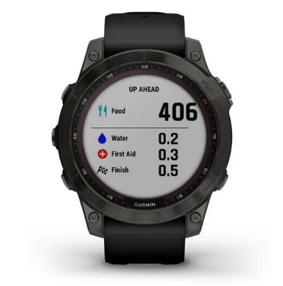 Умные часы Garmin Fenix 7 Sapphire Solar титановый серый DLC с черным ремешком