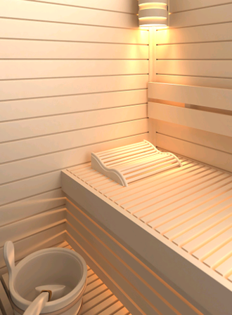 SAWO Сауна в сборе модель 1414RS-PS (1,4М Х 1,4М, ель, дизайн полков Piano)