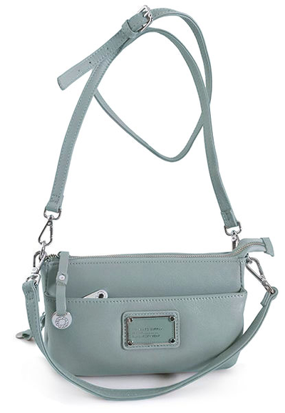 (АРТИКУЛ: 9876) СУМКА ЖЕНСКАЯ НЕБОЛЬШАЯ, НАТУРАЛЬНАЯ КОЖА, С ДВУМЯ НАРУЖНЫМИ КАРМАНАМИ, ГОЛУБАЯ, РЕМЕНЬ ЧЕРЕЗ ПЛЕЧО