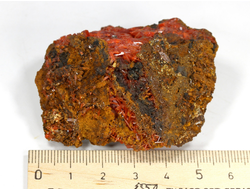 Крокоит, кристаллы на породе, Австралия, Тасмания (56*45*32 мм, 130 г) №28594