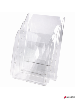 Подставка настольная для рекламных материалов (250×215×32 мм) А4, 3 отделения, смещение, STAFF. 291174