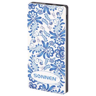 Аккумулятор внешний SONNEN POWERBANK V3802SB, 8000 mAh, 2 USB, литий-полимерный, 262916