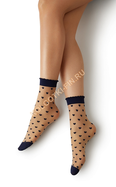 Носки женские MiNiMi Cuori 20 den сердечки - карамель/синий