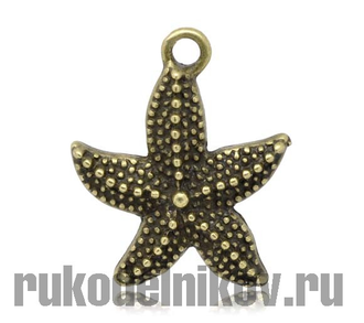 подвеска "Морская звезда (тип 2)", цвет-античная бронза, 3 шт/уп