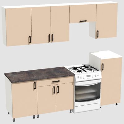 Кухня Эконом 1,8 метра с полуколонкой (1300х500) Цвет: Фон бежевый/Фон бежевый