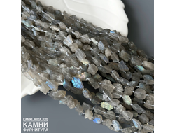 Лабрадор яркое сияние необработанные камни 9-14,3х7,9-10,3 мм, цена за нить 20 см