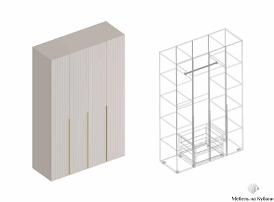 Тефия шкаф четырехстворчатый для одежды 1500х520х2200 Тефия / Софт Сантьяго