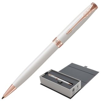 Ручка шариковая PARKER "Sonnet Premium Pearl Lacquer PGT", корпус жемчужный лак, позолоченные детали, черная, 1931555