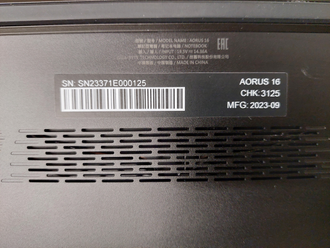 AORUS 16 ( 16.0 WQXGA IPS 240Hz i7-13700H RTX4060 (8Gb) 16Gb 1024Gb SSD )