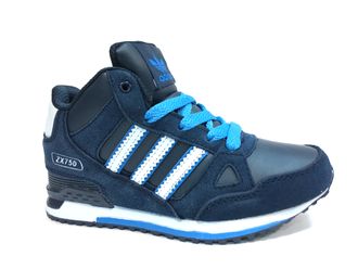 Adidas ZX 750 Синие с мехом, детские (31-36) Арт.002