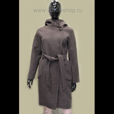 Пальто  весна с капюшоном Арти мода Arti moda 1777 коричневое