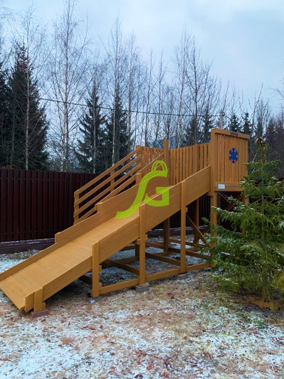 Деревянная зимняя горка "IgraGrad Snow Fox", скат 4 м