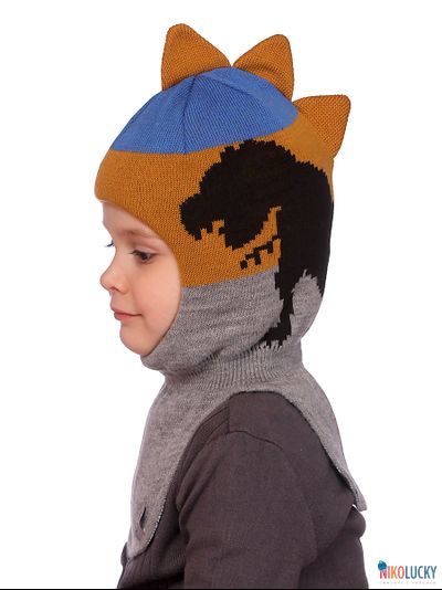 Шапка-шлем 20101-09, темно-серый, ярко-синий, горчица р.52-54