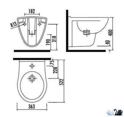 Подвесное биде Creavit Yedigoller