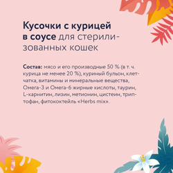 Florida (Флорида) влажный корм (пауч) для стерилизованных кошек, курица в соусе 85 г