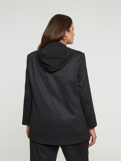 Жакет из твида с отстегивающимся капюшоном