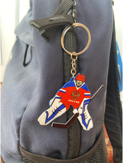 БРЕЛОК "ВРАТАРЬ" (МЕТАЛЛИЧЕСКИЙ ПЛОСКИЙ ДВУСТОРОННИЙ)