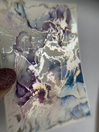 Слайдеры фольгированная акварель Alcohol Ink NF-009 SILVER