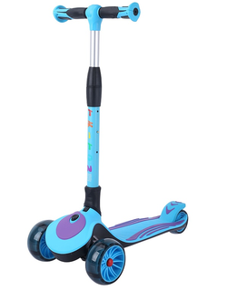 Детский трехколесный самокат SPORTSBABY MS-947 Triton со светящимися колесами фиолетово-голубой