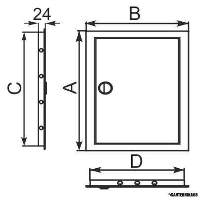 Люк - дверца ревизионная пластик с ручкой и фланцем АБС размеры в описании