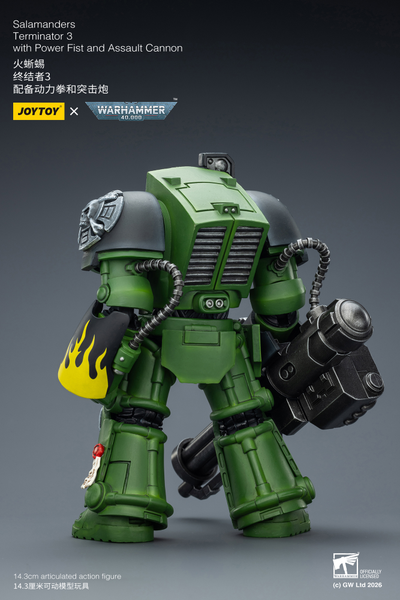 Терминатор Саламандр (Warhammer 40K) - КОЛЛЕКЦИОННАЯ ФИГУРКА 1/18 Salamanders Terminator with with Power Fist and Assault Cannon (JT03233) - JOYTOY