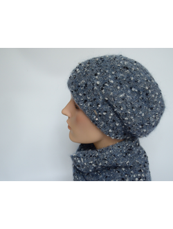 Шерстяной берет джинсового цвета Vizio Италия 8074 B фото