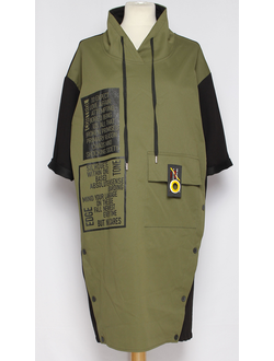 ПЛАТЬЕ БОХО "ПЕЧАТЬ"хаки р.48-54