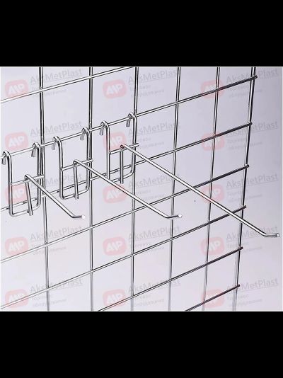 220001 Крючок металлический на торговую решетку-сетку хром, L=200, мм d=3 мм