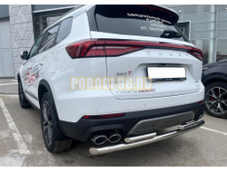 Защита заднего бампера двойная Папа Тюнинг d60/42 для Chery Tiggo 8 Pro Max 2022-