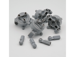!АНАЛОГ!  Technic, Steering Axle with 2 Pin Holes, 2 Axle Holes and 2 Tow Ball Arms with Light Bluish Gray Wheel Hub(АНАЛОГ), Light Bluish Gray (46490c010)